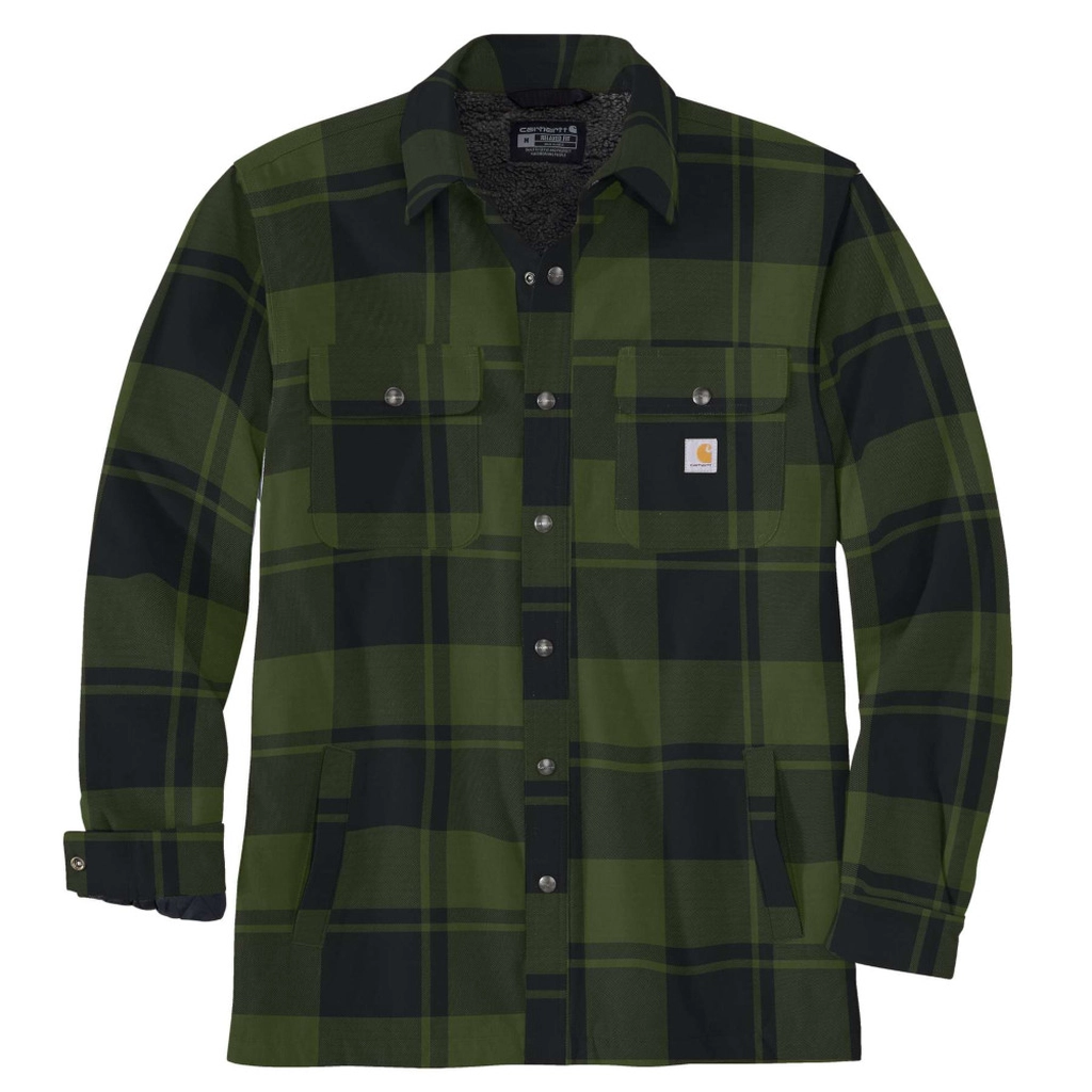 Carhartt WIP Mens Flannel Sherpa Lined Shirt Jacket - Green - Size Large